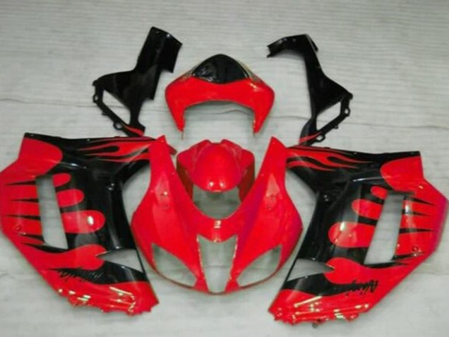 Purchase 2007-2008 Red Black Flame Kawasaki ZX6R Motorcycle Fairings UK
