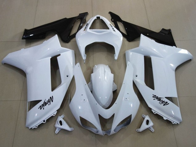 Purchase 2007-2008 White Black Kawasaki ZX6R Motorcycle Fairings UK