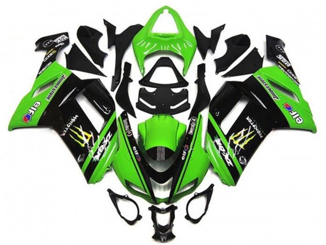 Purchase 2007-2008 Green Black Monster Elf Kawasaki ZX6R Motorcycle Fairings UK