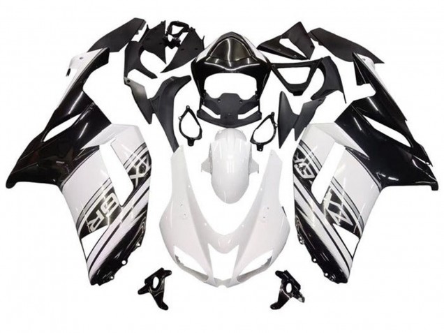 Purchase 2007-2008 White Black Silver Stripe Kawasaki ZX6R Motorcycle Fairings UK