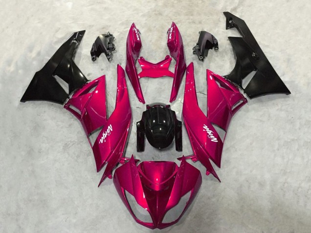 Purchase 2009-2012 Candy Red Glossy Black Kawasaki ZX6R Motorcycle Fairings UK