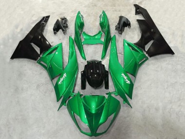 Purchase 2009-2012 Green Glossy Black White Ninja Kawasaki ZX6R Motorcycle Fairings UK