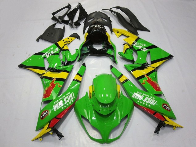 Purchase 2009-2012 Green Yellow Red Black Trick Star Red Bull Kawasaki ZX6R Motorcycle Fairings UK