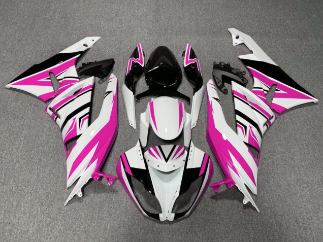 Purchase 2009-2012 White Pink Black Kawasaki ZX6R Motorcycle Fairings UK