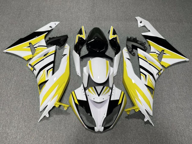 Purchase 2009-2012 White Yellow Black Kawasaki ZX6R Motorcycle Fairings UK