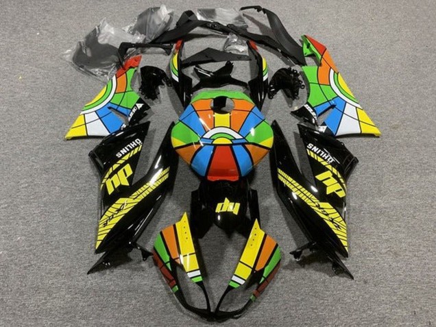 Purchase 2009-2012 Glossy Black Multicolor Kawasaki ZX6R Motorcycle Fairings UK