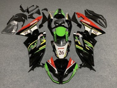 Purchase 2009-2012 Green Glossy Black White Red Showr 26 Kawasaki ZX6R Motorcycle Fairings UK