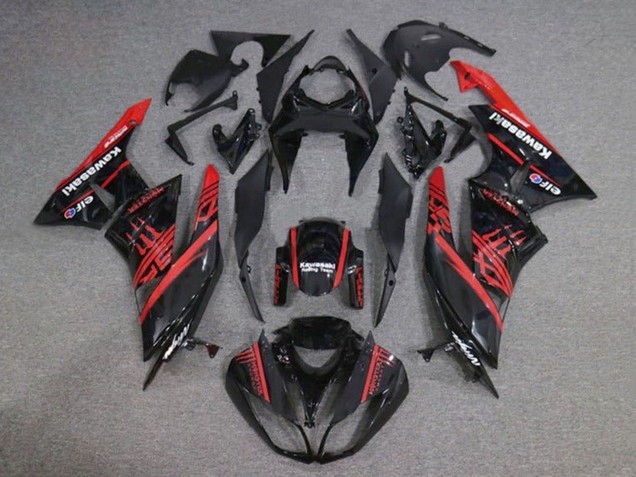 Purchase 2009-2012 Glossy Black Red Monster Kawasaki ZX6R Motorcycle Fairings UK