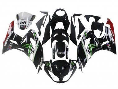 Purchase 2009-2012 Glossy Black White Green Red Elf Monster Kawasaki ZX6R Motorcycle Fairings UK