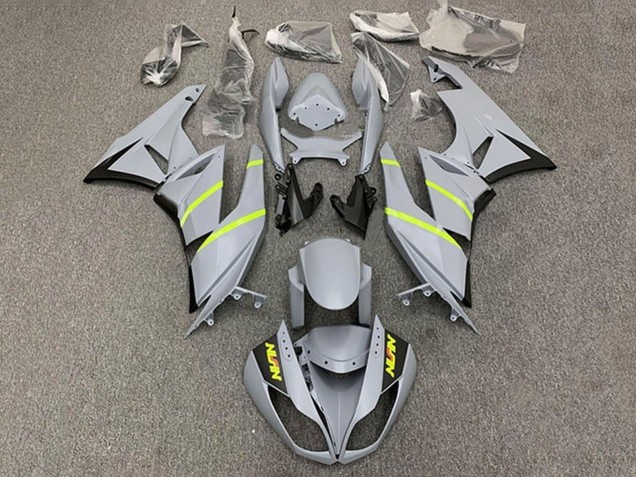 Purchase 2009-2012 Grey Yellow Stripe Kawasaki ZX6R Motorcycle Fairings UK