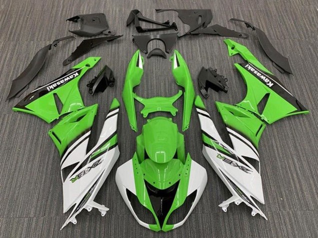 Purchase 2009-2012 Green White Black Stripe Kawasaki ZX6R Motorcycle Fairings UK