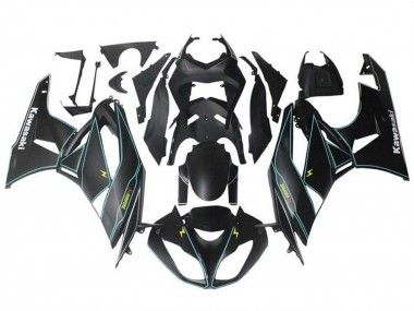 Purchase 2009-2012 Matte Black Blue Yellow Stripe Kawasaki ZX6R Motorcycle Fairings UK