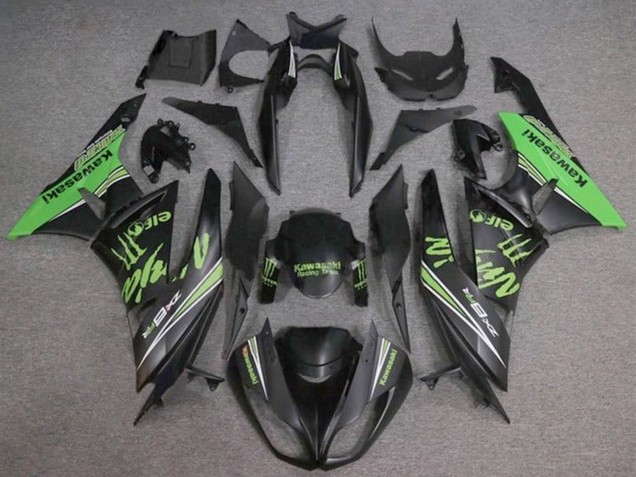 Purchase 2009-2012 Matte Black Green Monster Kawasaki ZX6R Motorcycle Fairings UK