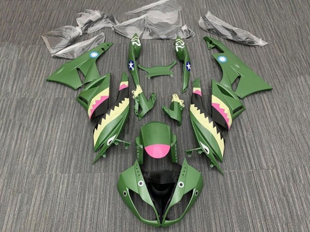 Purchase 2009-2012 Yellow Pink Matte Green Shark Kawasaki ZX6R Motorcycle Fairings UK