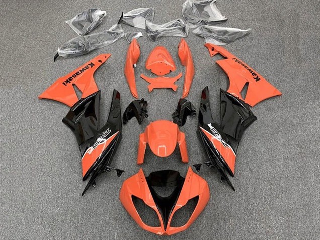 Purchase 2009-2012 Orange Glossy Black Kawasaki ZX6R Motorcycle Fairing UK