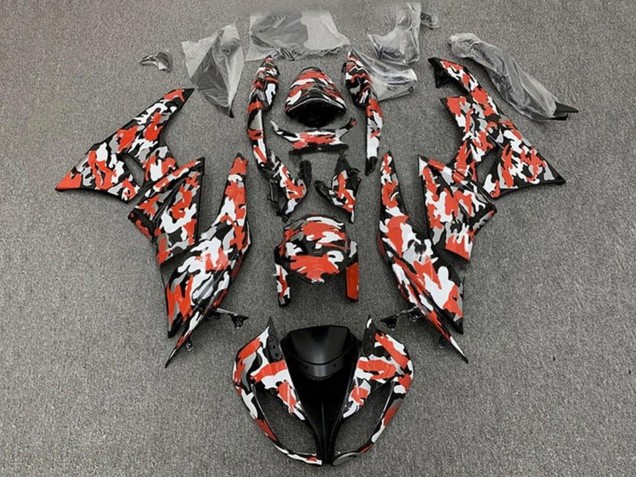 Purchase 2009-2012 Red White Black Camouflage Kawasaki ZX6R Motorcycle Fairings UK
