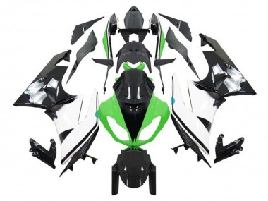 Purchase 2009-2012 Green White Glossy Black Kawasaki ZX6R Motorcycle Fairings UK