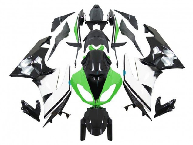 Purchase 2009-2012 Green White Glossy Black Kawasaki ZX6R Motorcycle Fairings UK