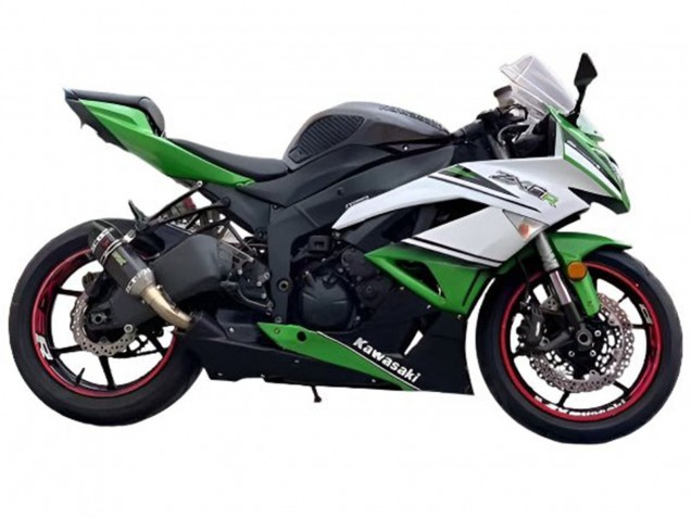 Purchase 2009-2012 White Green Black Kawasaki ZX6R Motorcycle Fairings UK