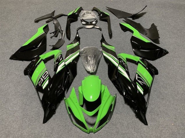 Purchase 2013-2018 Green Glossy Black Kawasaki ZX6R Motorcycle Fairings Kit UK