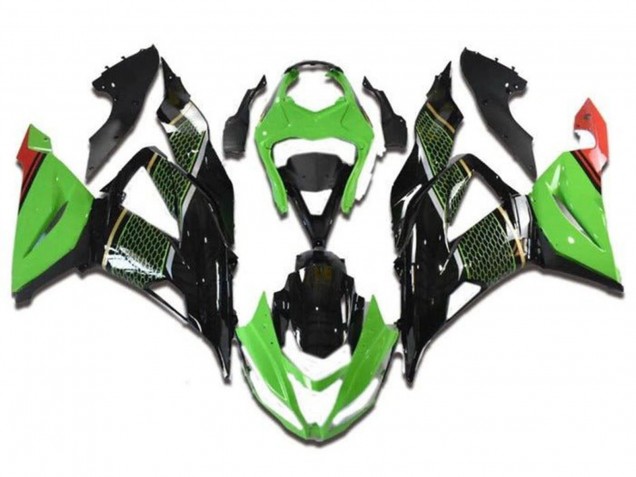 Purchase 2013-2018 Green Black Red Honeycomb Kawasaki ZX6R Motorcycle Fairings UK