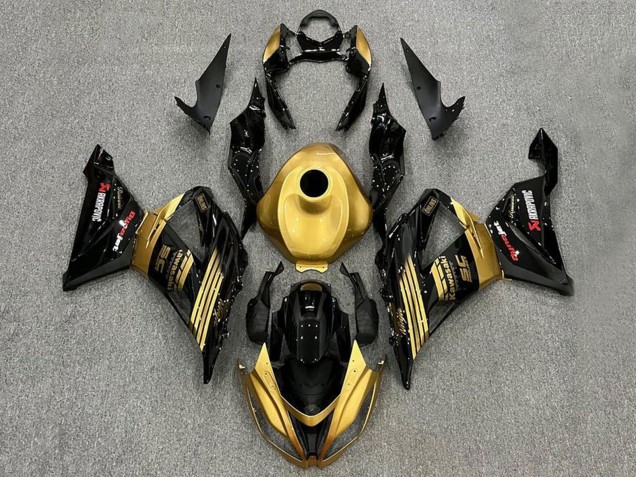 Purchase 2013-2018 Gold Glossy Black Kawasaki ZX6R Motorcycle Fairings UK