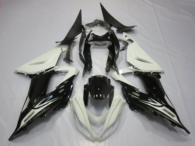 Purchase 2013-2018 Pearl White Glossy Black Kawasaki ZX6R Motorcycle Fairings UK