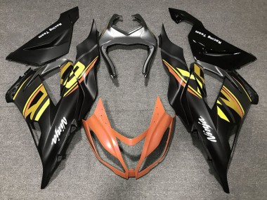 Purchase 2013-2018 Matte Black Orange Gold Kawasaki ZX6R Motorcycle Fairings UK