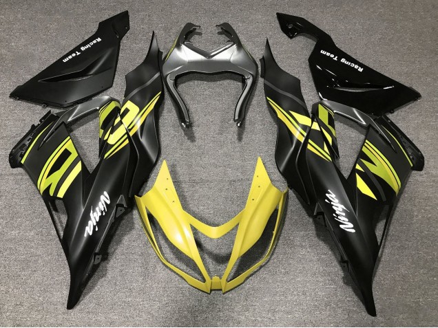 Purchase 2013-2018 Matte Black Yellow Kawasaki ZX6R Motorcycle Fairings UK