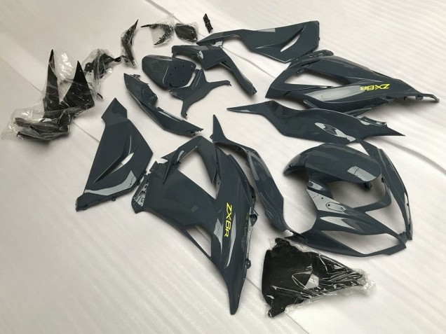 Purchase 2013-2018 Dark Grey Yellow Kawasaki ZX6R Motorcycle Fairings UK