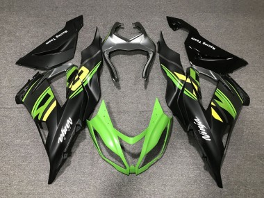 Purchase 2013-2018 Matte Black Green Yellow Kawasaki ZX6R Motorcycle Fairings UK