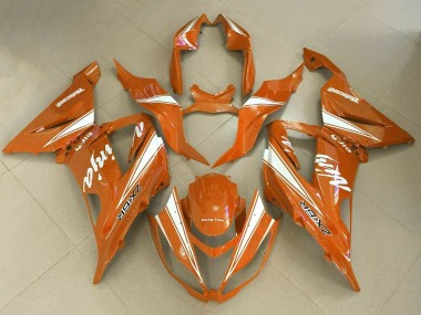 Purchase 2013-2018 Orange White Kawasaki ZX6R Motorcycle Fairings UK