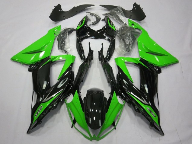Purchase 2013-2018 Green Glossy Black Kawasaki ZX6R Motorcycle Fairings UK