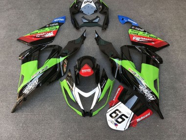 Purchase 2013-2018 Green Black Red White Motocard 66 Kawasaki ZX6R Motorcycle Fairings UK