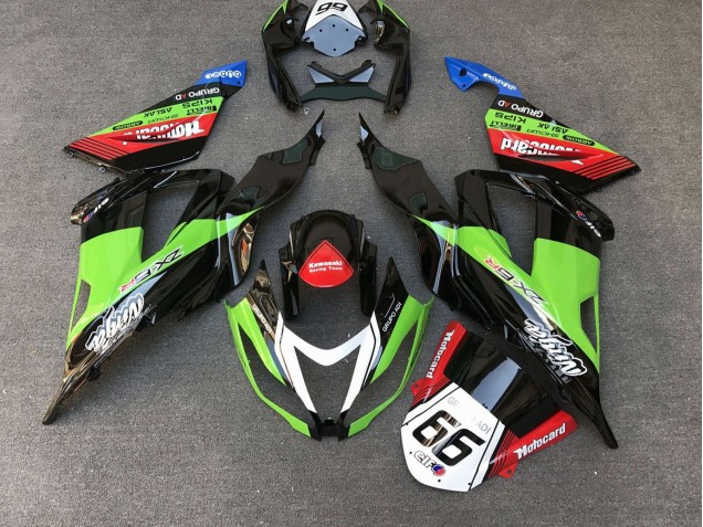 Purchase 2013-2018 Green Black Red White Motocard 66 Kawasaki ZX6R Motorcycle Fairings UK