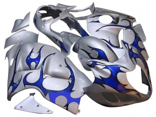 Purchase 1996-2007 Silver Blue Tribal Suzuki GSXR1000 Motorcycle Fairings UK
