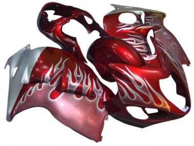 Purchase 1996-2007 Red Silver Flame Suzuki GSXR1000 Motorcycle Fairings UK