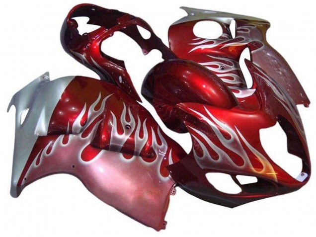 Purchase 1996-2007 Red Silver Flame Suzuki GSXR1000 Motorcycle Fairings UK