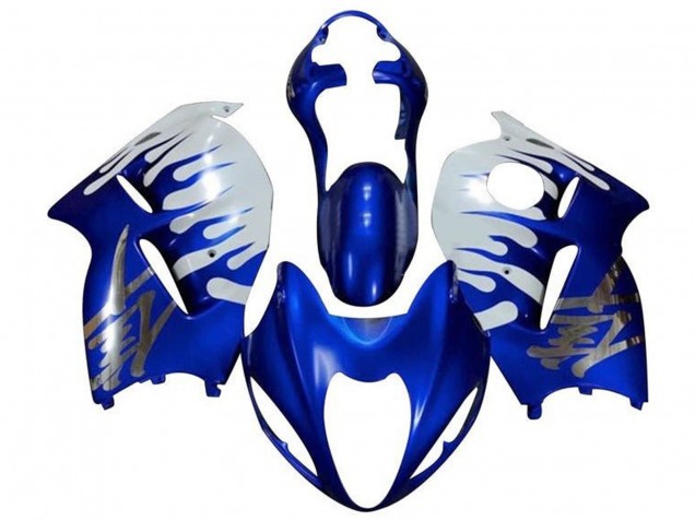 Purchase 1996-2007 White Blue Chrome Flame Suzuki GSXR1000 Motorcycle Fairings UK