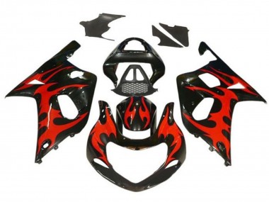 Purchase 2000-2002 Glossy Black Red Tribal Suzuki GSXR1000 Motorcycle Fairings UK