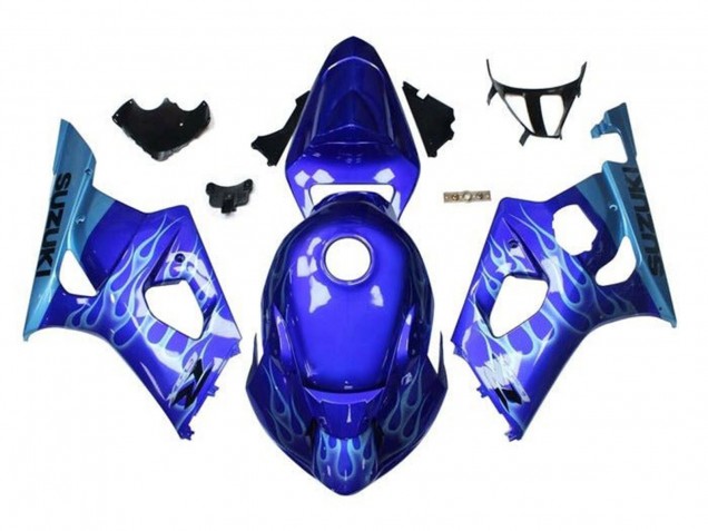 Purchase 2003-2004 Blue Light Blue White Flame Suzuki GSXR 1000 Motorcycle Fairings UK