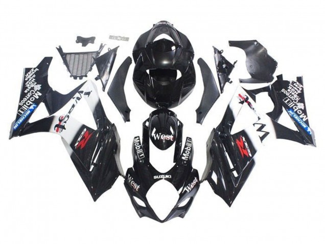 Purchase 2005-2006 Glossy Black White West Suzuki GSXR 1000 Motorcycle Fairings UK