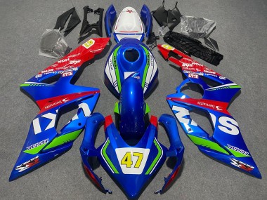 Purchase 2005-2006 Blue Green White Red 47 Racing Suzuki GSXR 1000 Motorcycle Fairings UK