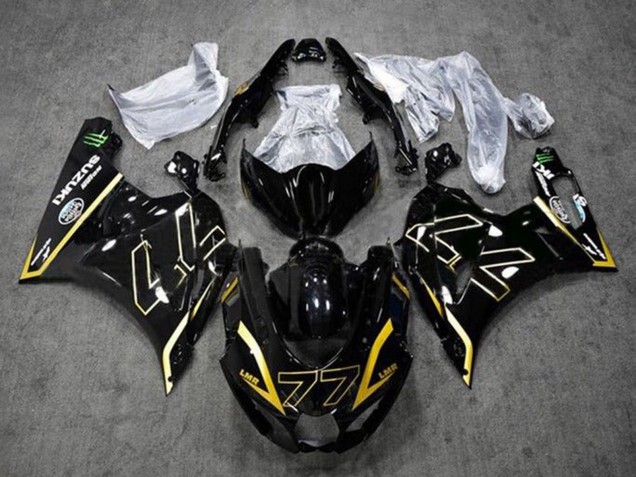 Purchase 2017-2024 Black Gold 77 Suzuki GSXR1000 Motorcycle Fairings UK
