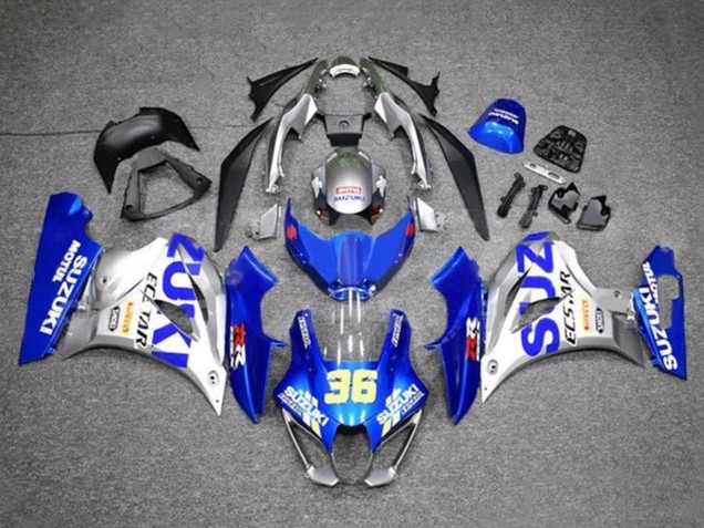 Purchase 2017-2024 Blue Silver Ecstar 36 Suzuki GSXR1000 Motorcycle Fairings UK