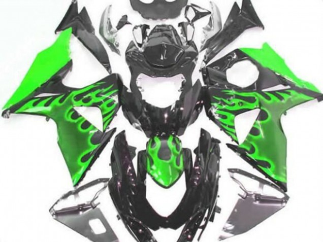 Purchase 2009-2016 Glossy Black Green Flame Suzuki GSXR 1000 Motorcycle Fairings UK