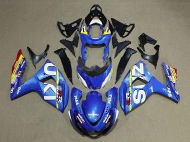 Purchase 2009-2016 Blue White Yellow Stripe Suzuki GSXR 1000 Motorcycle Fairings UK