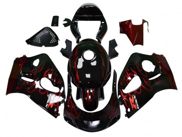 Purchase 1996-2000 Black Red Flame Suzuki GSXR 600 / GSXR 750 Motorcycle Fairings UK