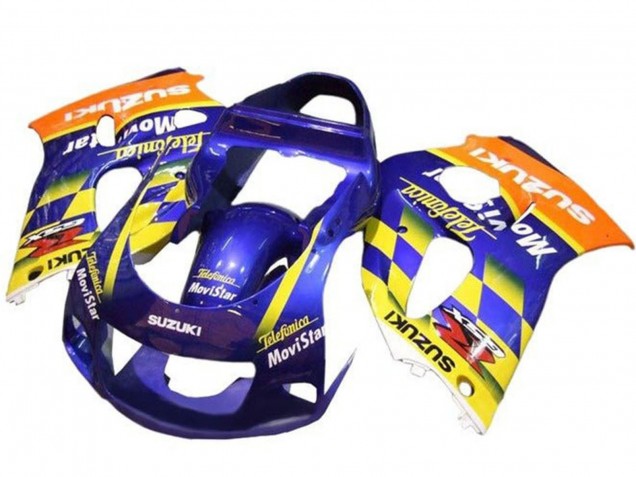 Purchase 1996-2000 Blue Orange Yellow Telefumica MoviStar Suzuki GSXR 600 / GSXR 750 Motorcycle Fairings UK