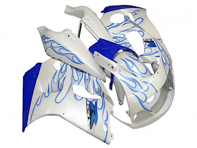 Purchase 1996-2000 White Blue Flame Suzuki GSXR 600 / GSXR 750 Motorcycle Fairings UK